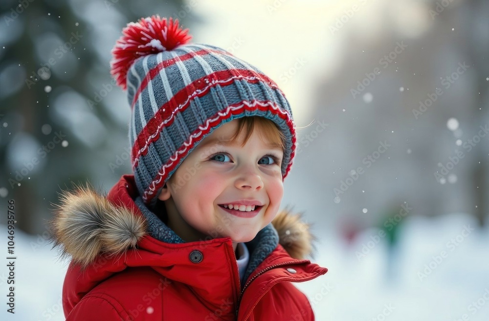 portrait of a little child in winter portrait of a little child in winter