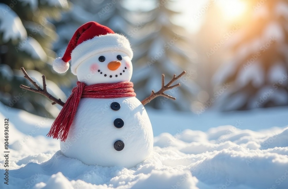 a snowman in a Christmas hat in the snow, a snowman in a Christmas hat in the snow,