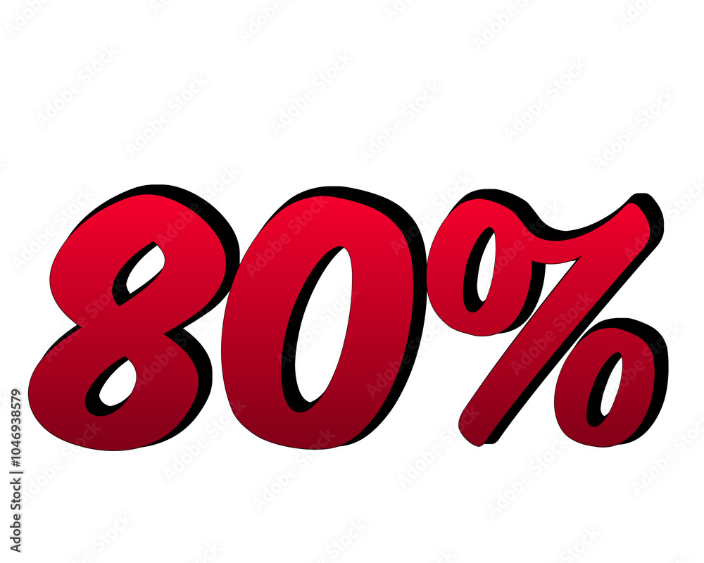 3d discount 80% percent off label symbol on transparent background for black Friday concept 3d discount 80% percent off label symbol on transparent background for black Friday concept