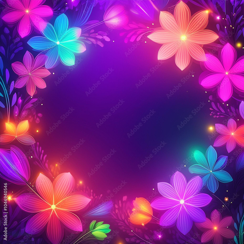 Obraz premium Flower frame background with colorful flower and copy space
