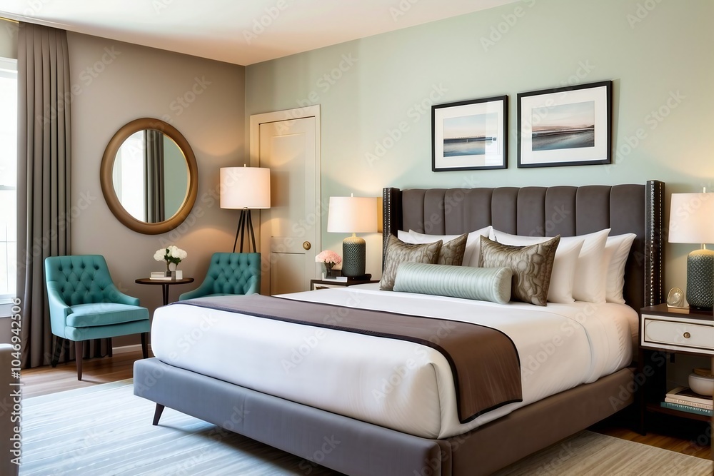 Contemporary hotel room with luxury decor, Duluxe double room. Contemporary hotel room with luxury decor, Duluxe double room.