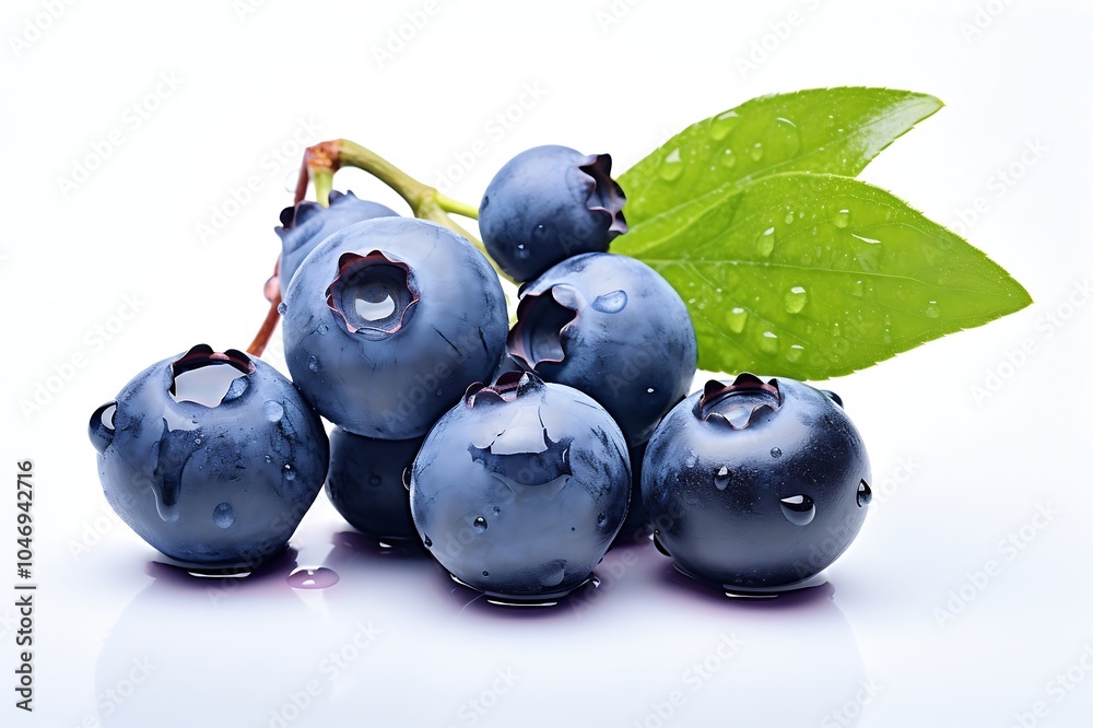 Blueberry with water drops isolated on white background Blueberry with water drops isolated on white background