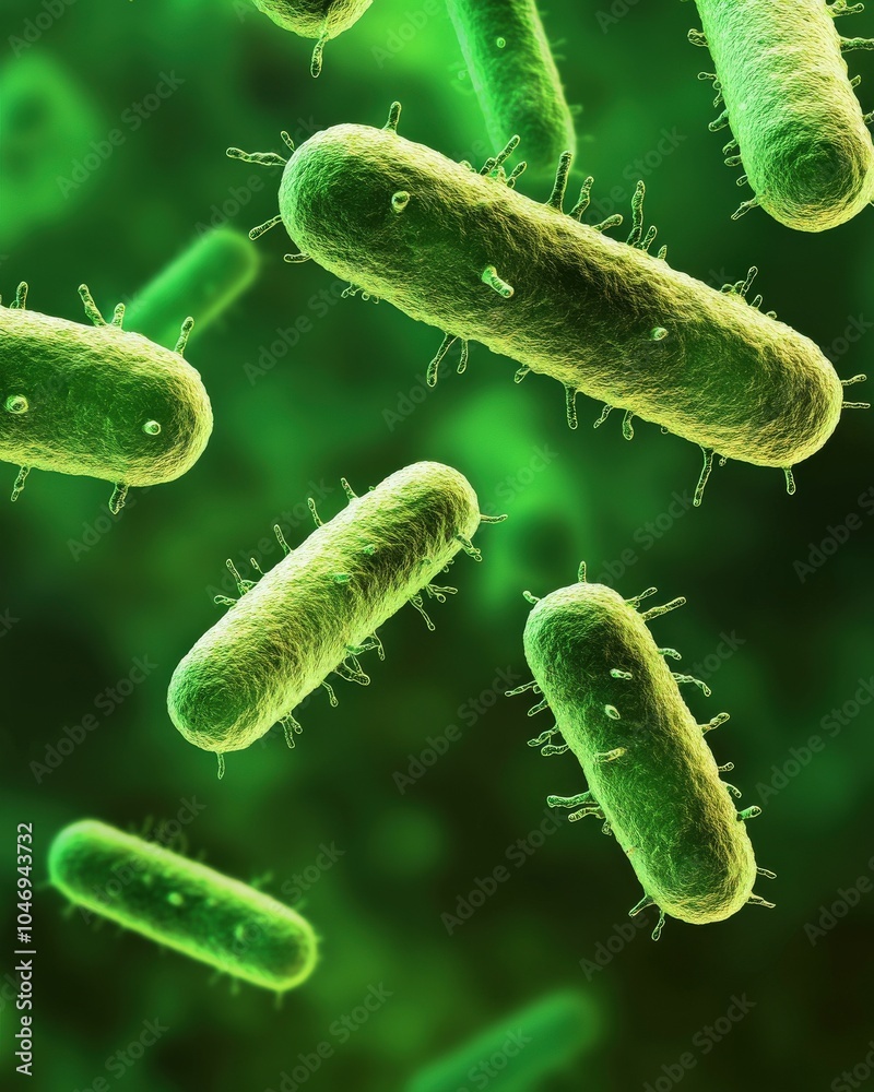Fototapeta premium Bacteria Structure Diagram for Medical Research on Human Cellular Grams