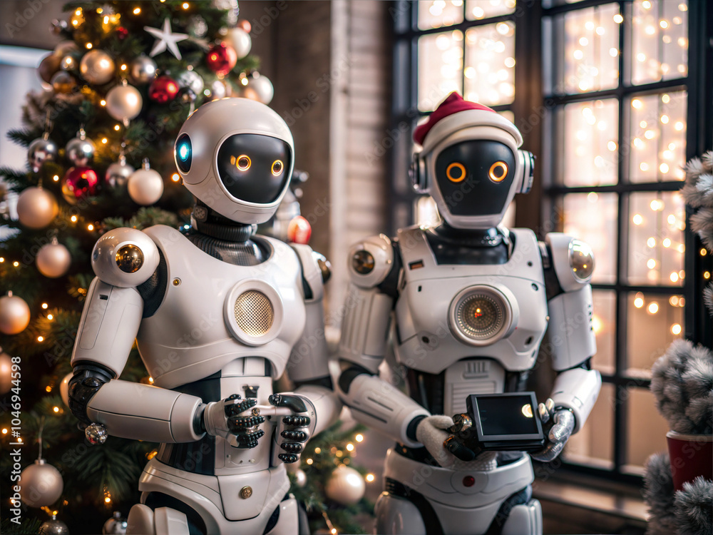 Fototapeta premium Artificial intelligence celebrate christmas