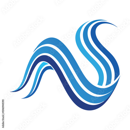 Blue Monday Waves, Abstract blue wave flow design with smooth curves, perfect for backgrounds and web banners.