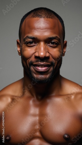 Portrait of a Fit Mature African-American Man Illustrated with White Highlights