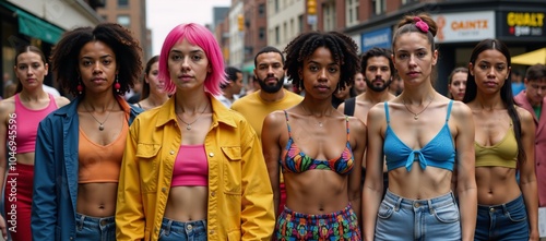 Colorful queer protesters advocating for African American civil rights photo