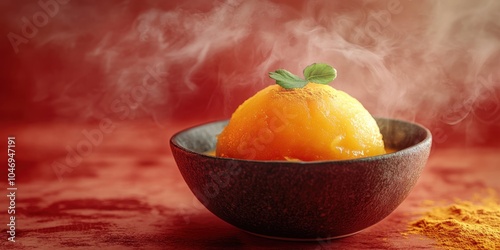 a bowl of oranges with smoke coming out of it photo