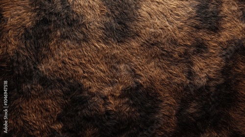Bison Fur Background. Brown Furry Fur Texture of Buffalo in Dirty Style photo