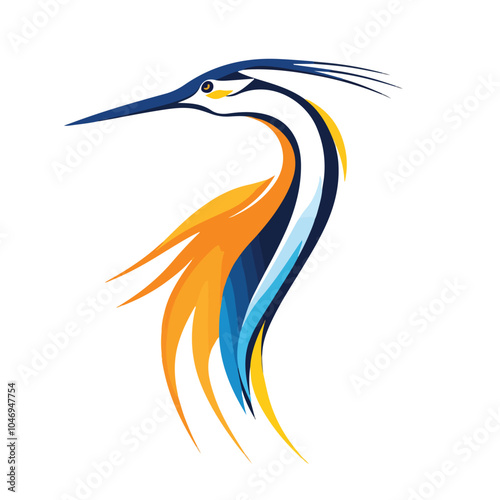 Abstract Fly Heron Logo Design Template Vector