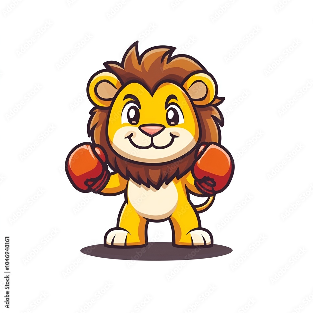 Fototapeta premium Cartoon Lion with Boxing Glove