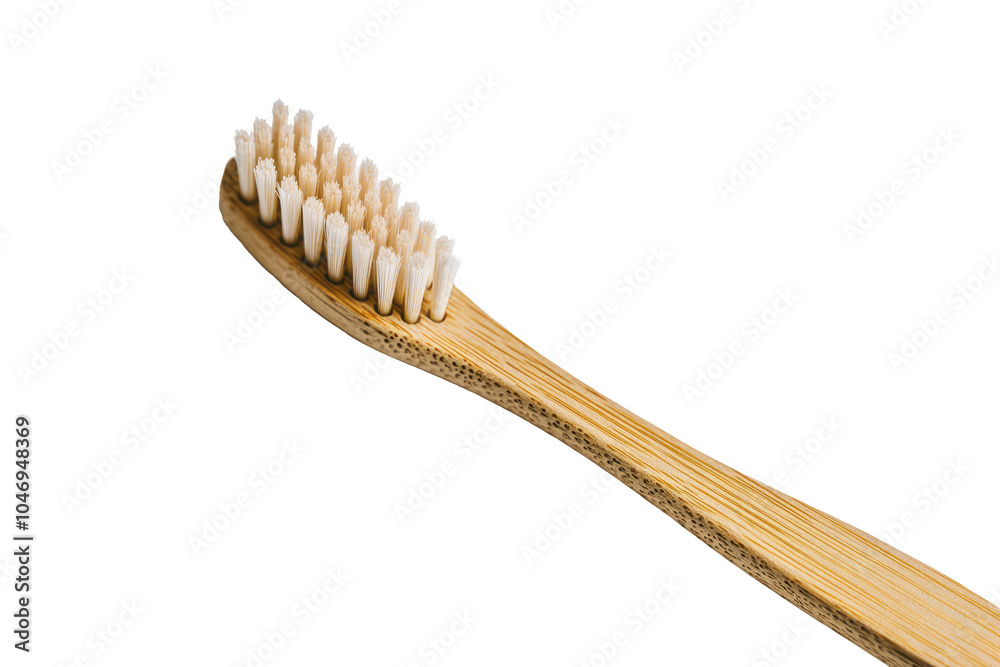 Close-Up Of Bamboo Toothbrush With Soft Bristles On Transparent Background PNG. Bamboo Toothbrush Object Close-Up Of Bamboo Toothbrush With Soft Bristles On Transparent Background PNG. Bamboo Toothbrush Object