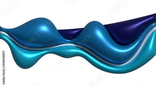 Dynamic 3D abstract wavy modern background, inflated balloon like forms in blue colors, fluid shapes create a sense of motion and depth