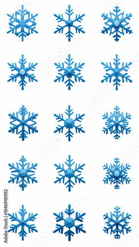 Blue Snowflake Icons Collection: Versatile Winter Designs for Holiday Marketing and Seasonal Branding