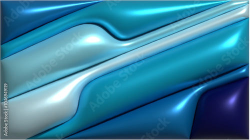 Dynamic 3D abstract wavy modern background, inflated balloon like forms in blue colors, fluid shapes create a sense of motion and depth