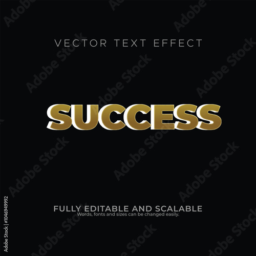 vector editable text success word effect design.
