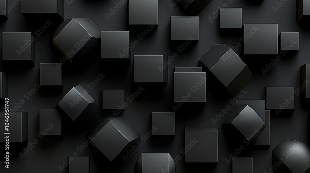 Obraz premium Geometric Abstraction with Dark Cubes and Spheres Offering Mysterious Design Concepts