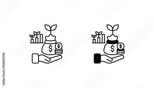 Investment Income icon design with white background stock illustration
