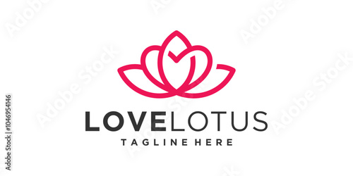 logo design love lotus,flower,romantic,heart,beauty,feminine,logo design vector,symbol,icon,creative,idea.