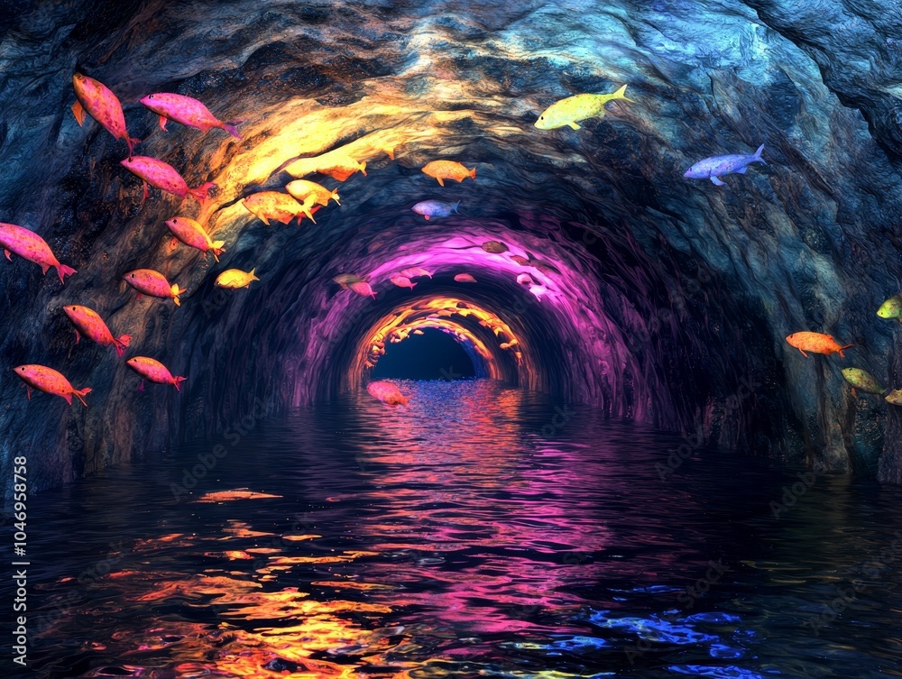 Fototapeta premium 360-degree digital rendering of an immersive microbial landscape in an experimental biopunk futuristic style