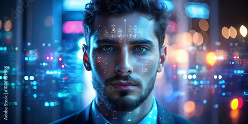 Close Up Portrait Data Analyst Machine Learning Models Digital Transformation AI Data Science Business Innovation Copy Space Concept Stock Image