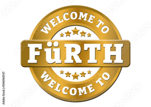 round gold sticker welcome to Fuerth city photo