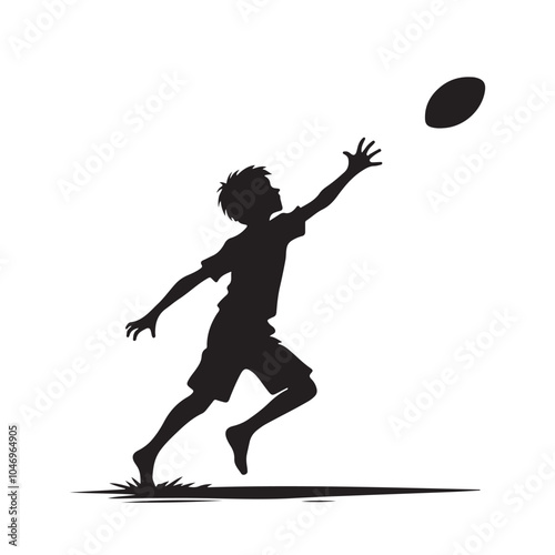 Silhouette of Boy Catching Frisbee in Air