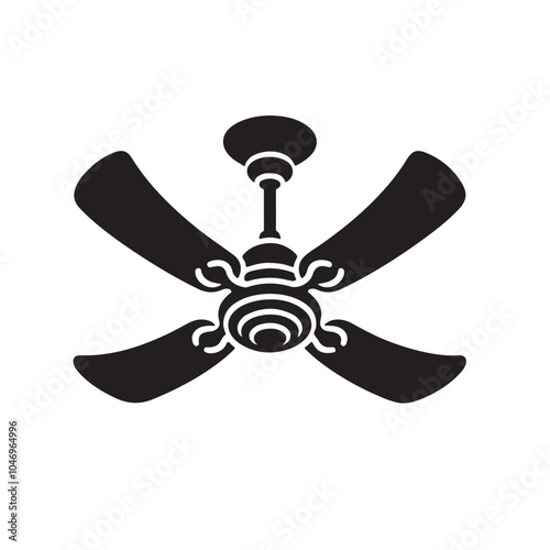 Ceiling Fan Silhouette Icon Design Illustration