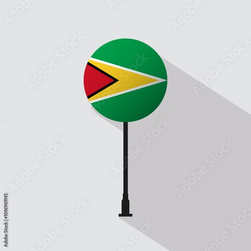 Guyana National Circle Sign Flag Vector Illustration