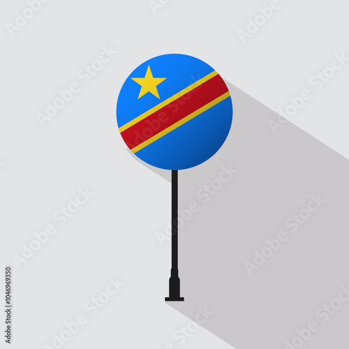 Democratic Republic of the Congo National Circle Sign Flag Vector Illustration