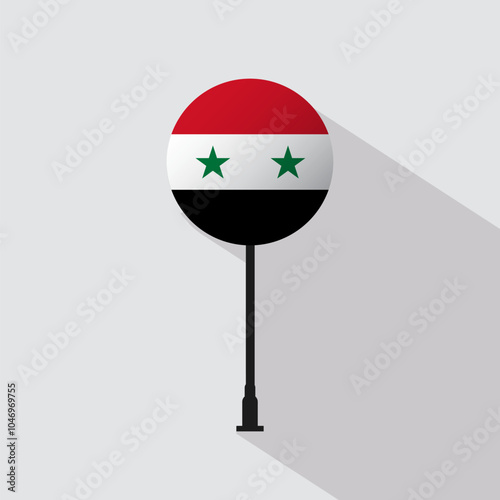 Syria National Circle Sign Flag Vector Illustration