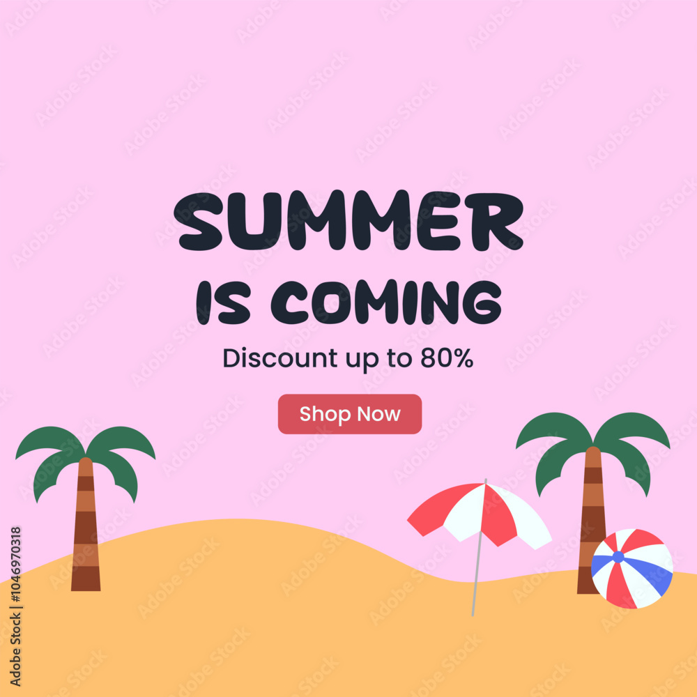 Naklejka premium Colorful Summer Beach Sale Invitation Banner