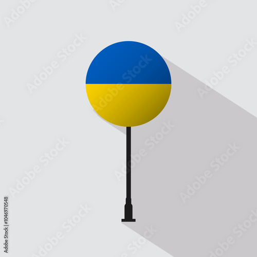 Ukraine National Circle Sign Flag Vector Illustration