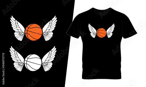 Basketball with wings combined t-shirt design