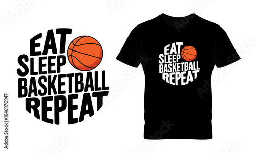 Eat sleep basketball repeat circle shape t-shirt design