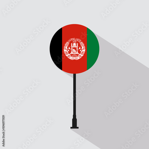 Afghanistan National Circle Sign Flag Vector Illustration