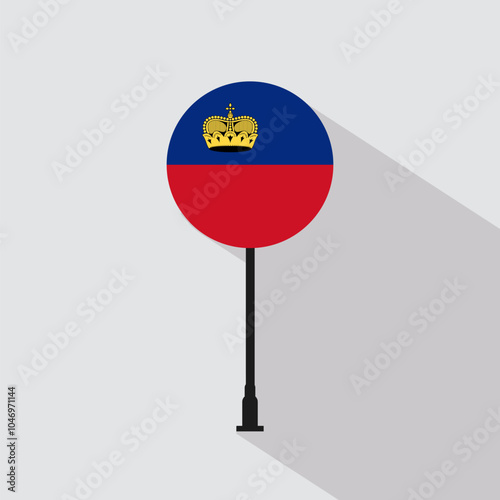Liechtenstein National Circle Sign Flag Vector Illustration