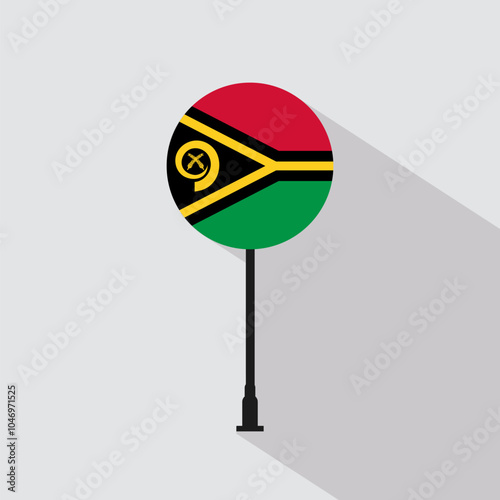 Vanuatu National Circle Sign Flag Vector Illustration