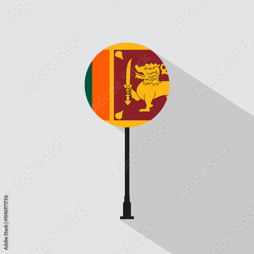 Sri Lanka National Circle Sign Flag Vector Illustration