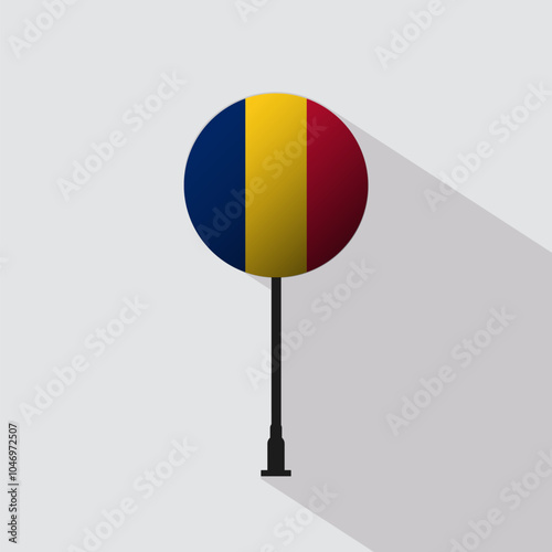 Romania National Circle Sign Flag Vector Illustration