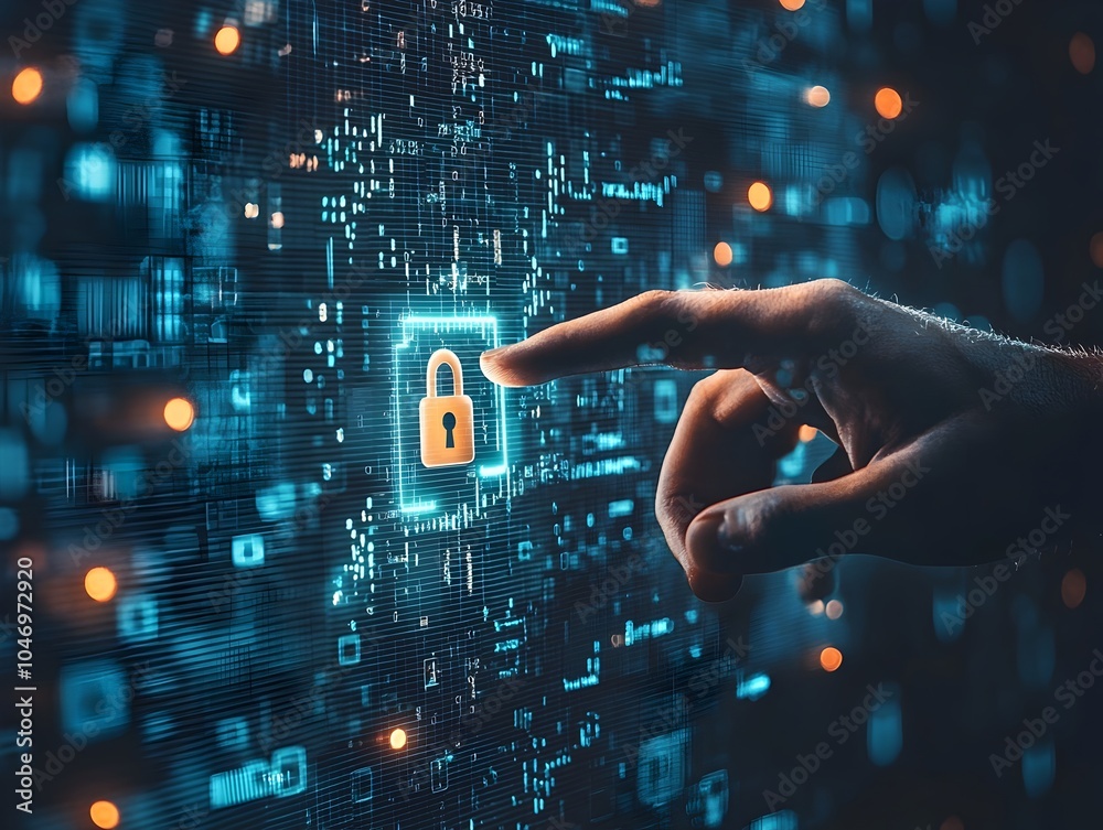 Hacker s Hand Reaching Toward Floating Lock Icon Surrounded by Digital Code Symbolizing Attempt to Breach Security Systems Hacker s Hand Reaching Toward Floating Lock Icon Surrounded by Digital Code Symbolizing Attempt to Breach Security Systems