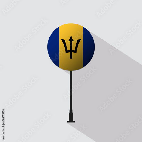 Barbados Circle Sign Flag Vector Illustration