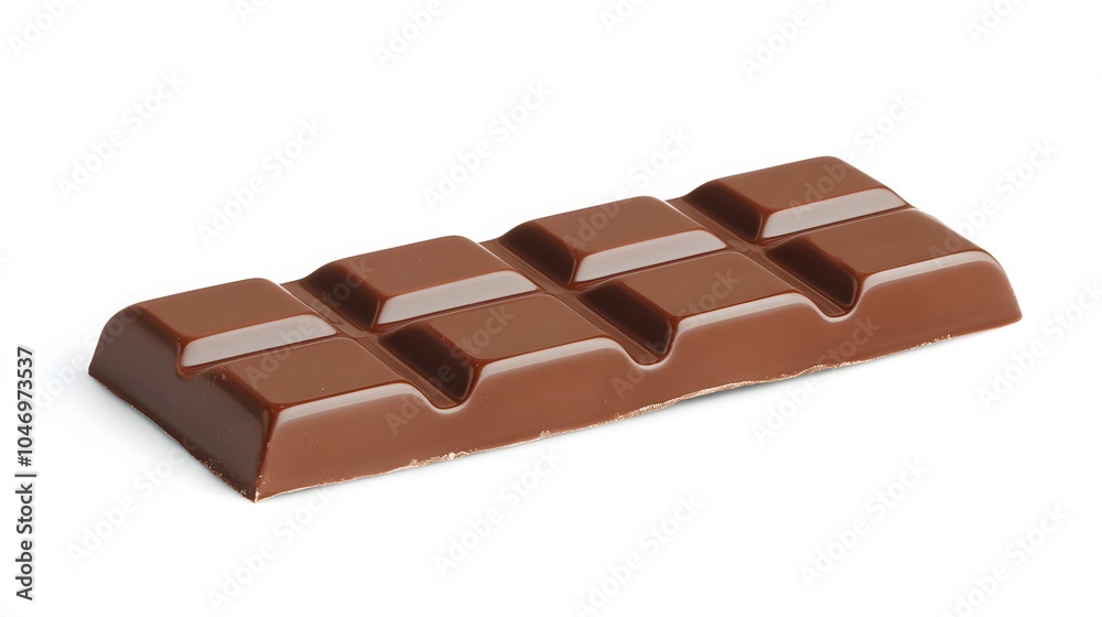 Close-up of a smooth milk chocolate bar on a white background. Close-up of a smooth milk chocolate bar on a white background.