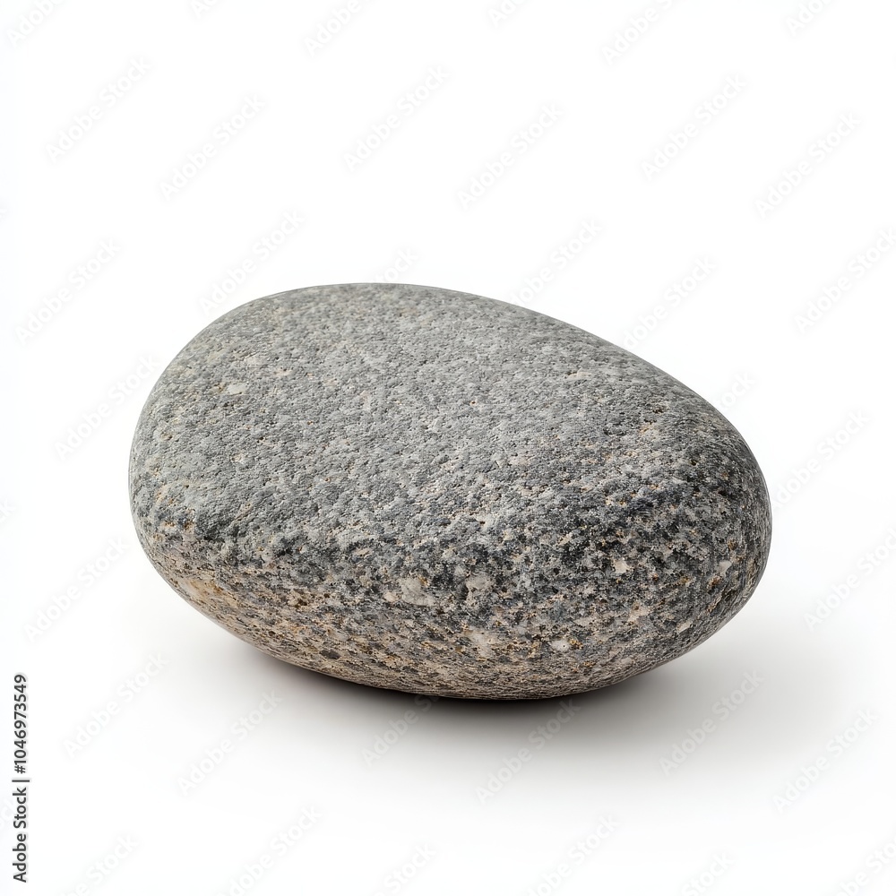 Minimalist gray stone isolated on a pure white background, clipping path, shadowfree for seamless design usage Minimalist gray stone isolated on a pure white background, clipping path, shadowfree for seamless design usage