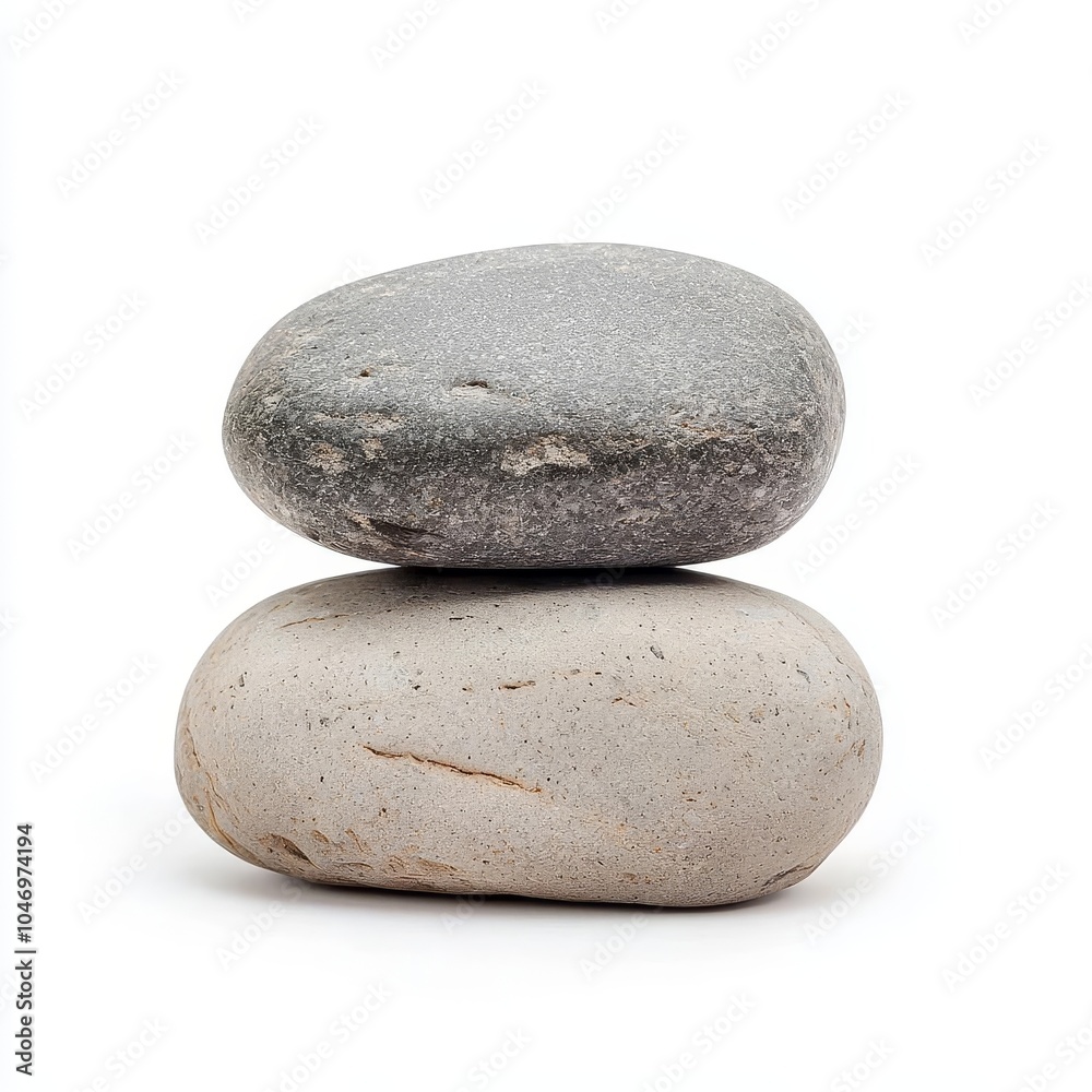 Smooth gray stone isolated with clipping path, high detail, white background, ideal for product designs and advertisements Smooth gray stone isolated with clipping path, high detail, white background, ideal for product designs and advertisements