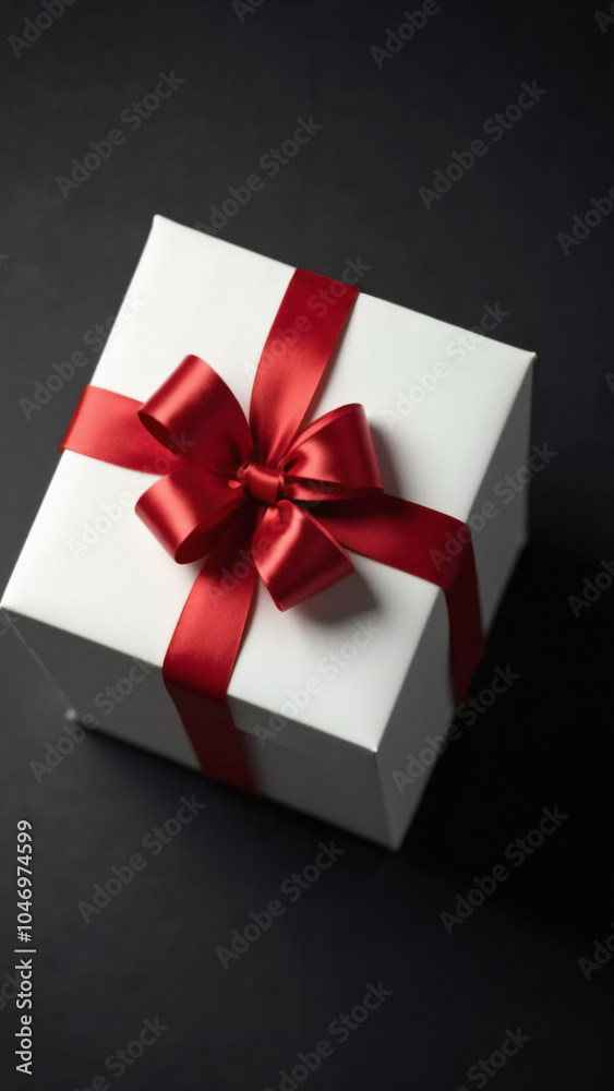 Elegant White Gift Box with Red Ribbon: Perfect for Holiday Promotions and E-commerce Gift Displays Elegant White Gift Box with Red Ribbon: Perfect for Holiday Promotions and E-commerce Gift Displays