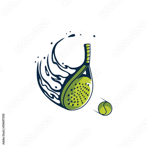 padel racket logo design swing padel racket with fluid hitting the ball