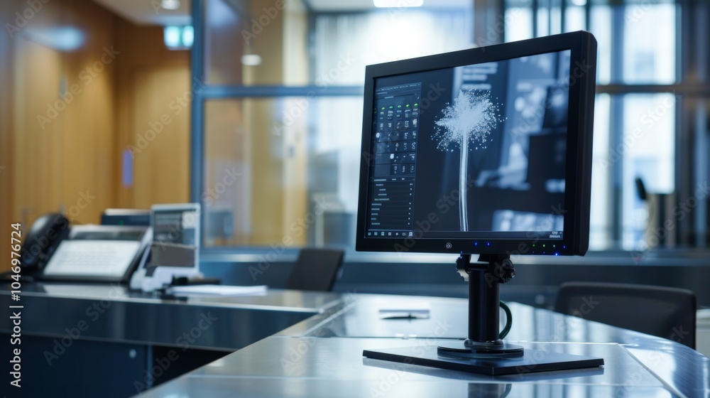 The witness stand is equipped with a computer monitor for displaying evidence and exhibits. The witness stand is equipped with a computer monitor for displaying evidence and exhibits.