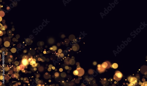 Bokeh light background. Lights effect Christmas powder Light magic shining gold dust. Shining glowing confetti, transparent gold sparkle or glitter effect. Png