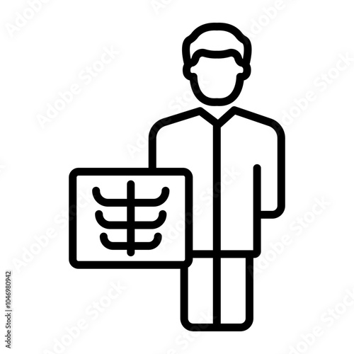 Radiologist Working Vector Line Icon Design